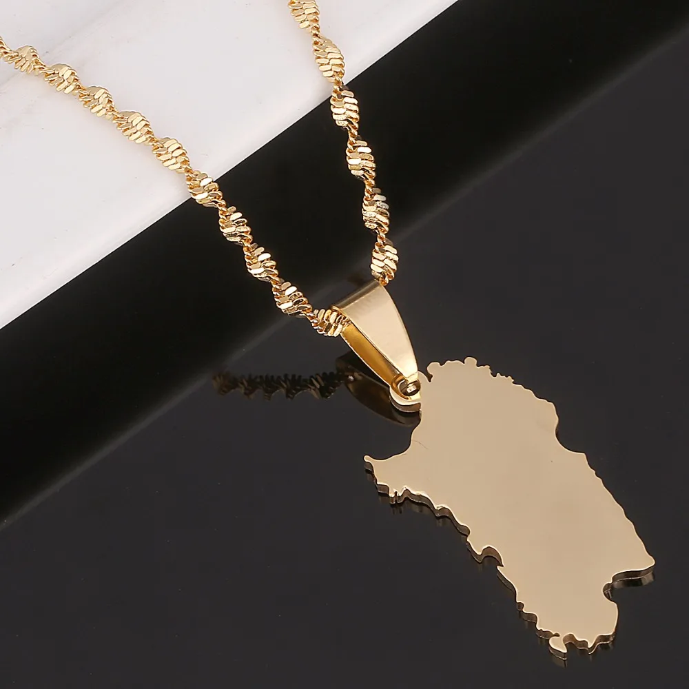 Stainless Steel Italy Sardinia Map Necklace Gold Color Trendy Sardegna Sardaigne Jewelry Gifts