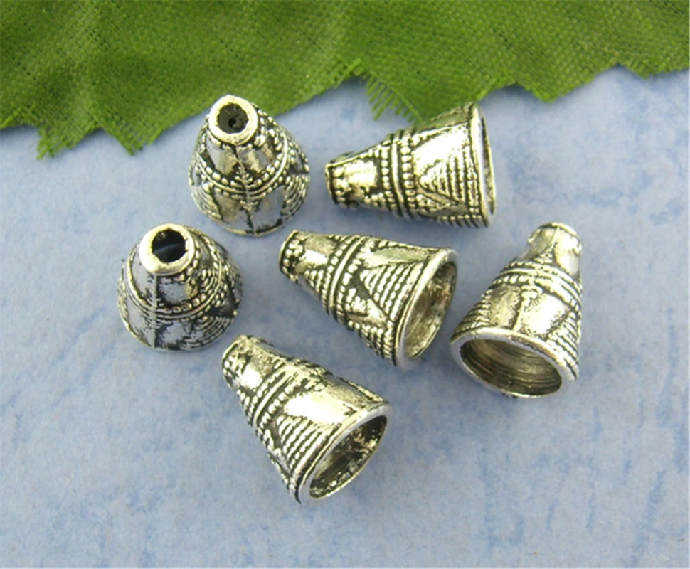 DoreenBeads-خرز غطاء مخروطي فضي اللون ، 11 × 9 مللي متر (B01089) ، ييوو ، 60 قطعة