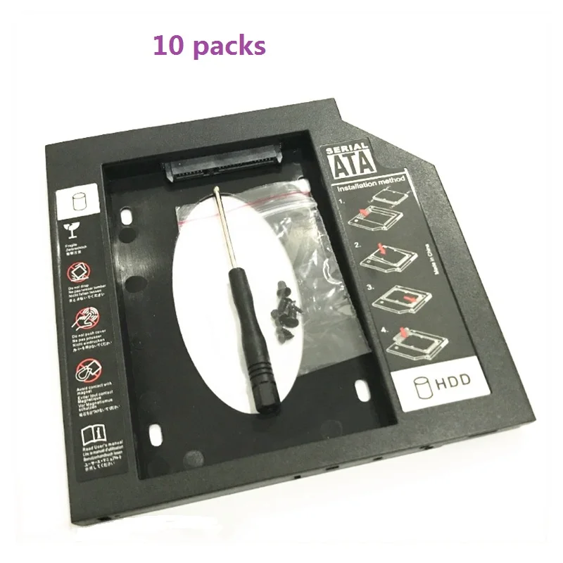 범용 2.5 인치 2 번째 CD/DVD-ROM HDD 하드 드라이브 캐디 트레이, SATA 9.5mm 12.7mm 광학 베이, 노트북, 맥북용, 확장 메모리