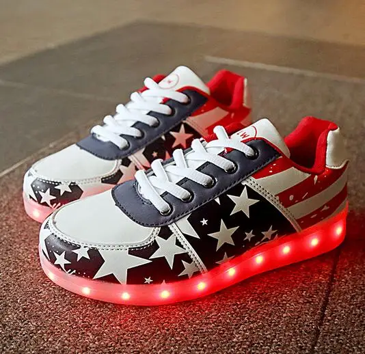 New fashion light up kids led shoes luminous girl boys shoes color glowing casual with simulation sole charge for Childrens