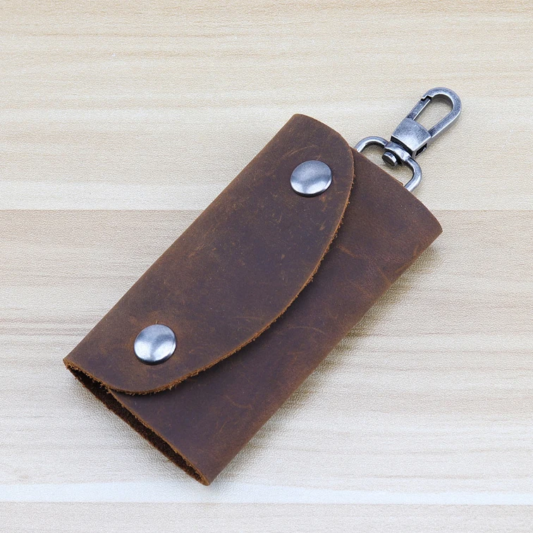 

Top Quality Men Genuine Leather Vintage Brown Car Key Case Ring Chain Tool Cover Holder Wallet