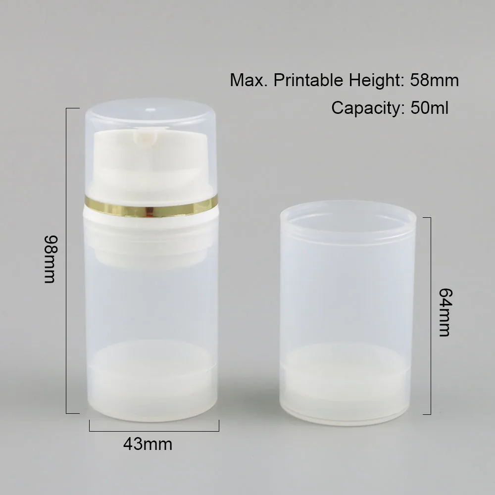 10 x 50ml White Plastic Airless Bottles 50cc Cosmetic Package Cosmetic Container Skin Care Water Bottles Lotion Cream