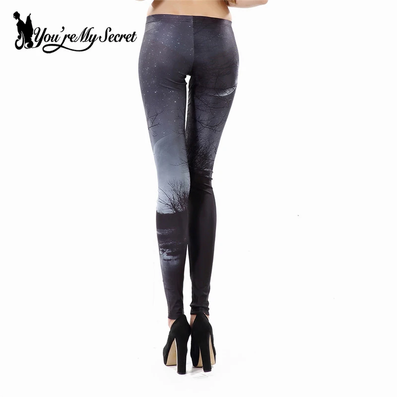 [You're My Secret] 2022 Fashion Leggings Starry Sky Midnight Woods Leggins For Push-up Women Fitness Stretch Slim Pant