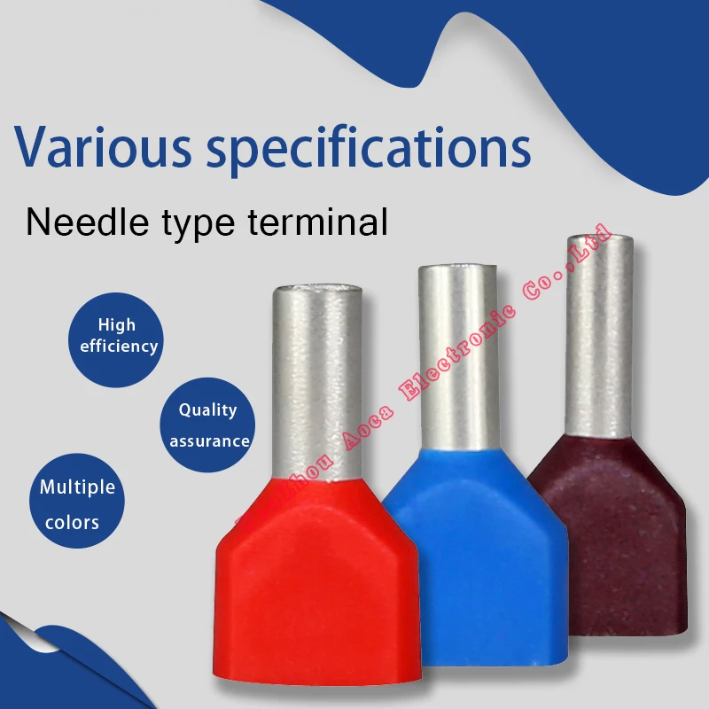 

1000PCS/lot TE0510 Insulation terminal cold pressed end double line tube shaped pre insulated end head tubular terminal