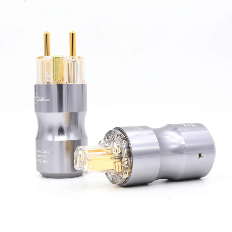 

1 pair Hifi audio 24K Gold plated Krell Transparent EU Schuko power plug Audio power plug HIFI Power supply socket