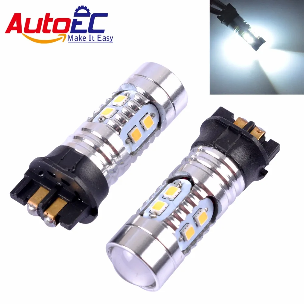 AutoEC 50x pw24w 2323 10 led smd 10smd lens light lamp bulb PWY24W pw24w error free canbus 12v white #LJ44