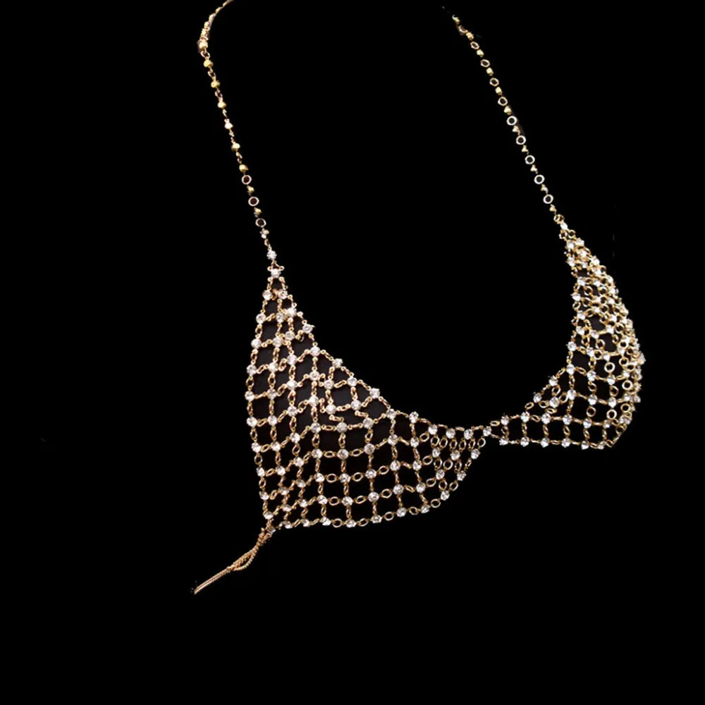 Ldealway Store Sexy Crystal Rhinestone Hollow Body Jewelry Fashion Bikini Chain Luxury Fashion Jewelry Gifts
