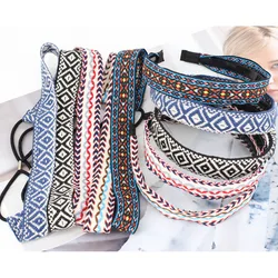 Wholesale Ethnic Ribbon Soft Lovers Thin Embroidery Headwear For Women Good Quality Elastic Non-slip Yoga Beach Hair Accessories