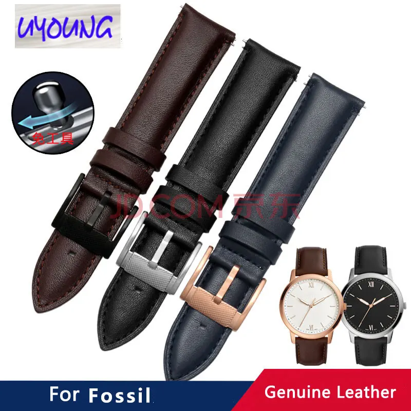 For fossil leather watch with male FS4735 FS4812 ME3052 3054 quick release type 5068 brown black 22mm blue - black buckle 20mm