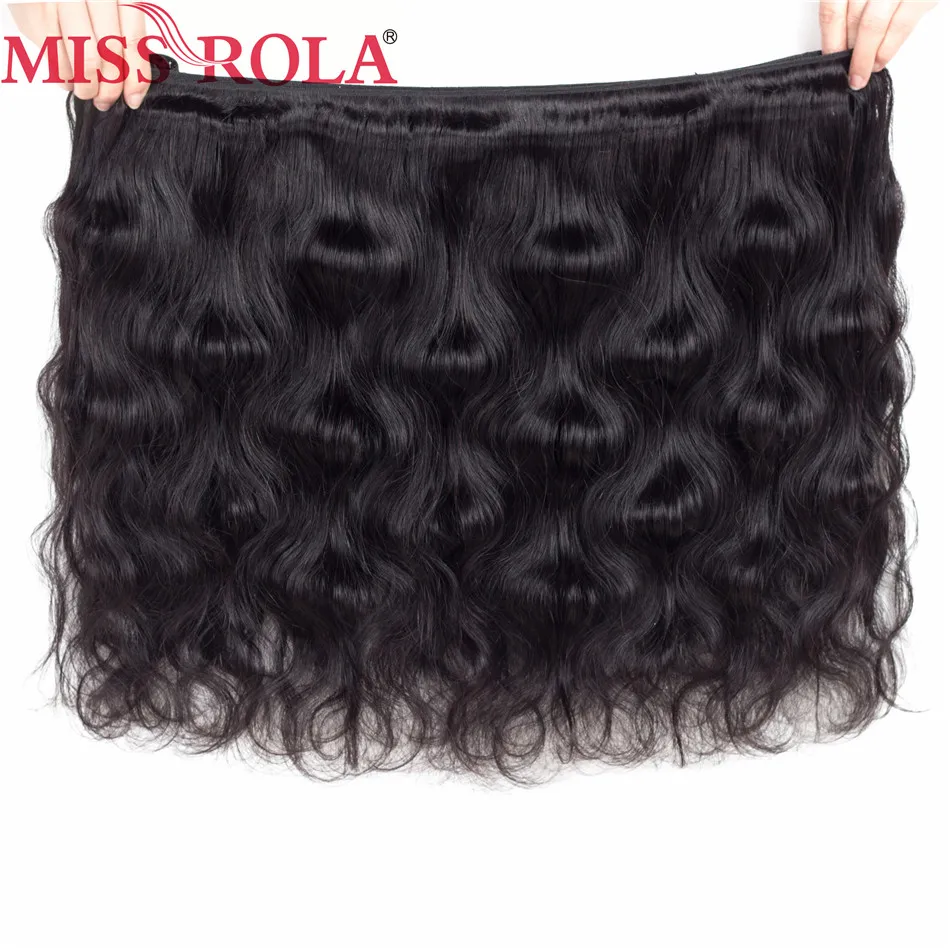 Miss Rola-extensiones de pelo peruano ondulado, 3 mechones de Color Natural, 8-30 pulgadas, 100% humano, Remy, doble trama