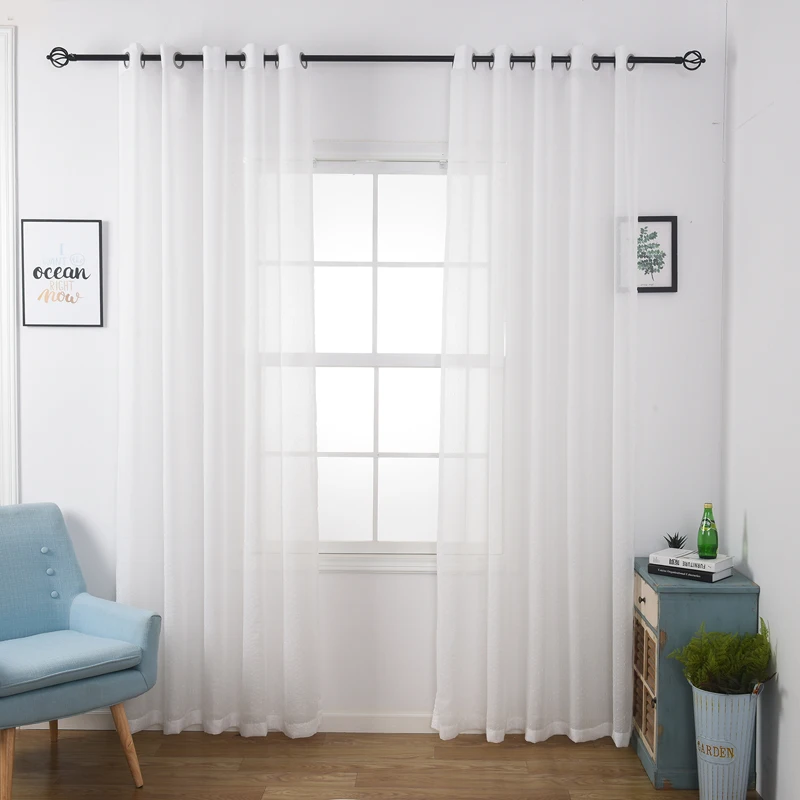 MAKEHOME Invisible Raindrop Pattern Jacquard White Sheer Tulle Curtains for Kitchen Balcony Window Blinds Modern Tulle Custom