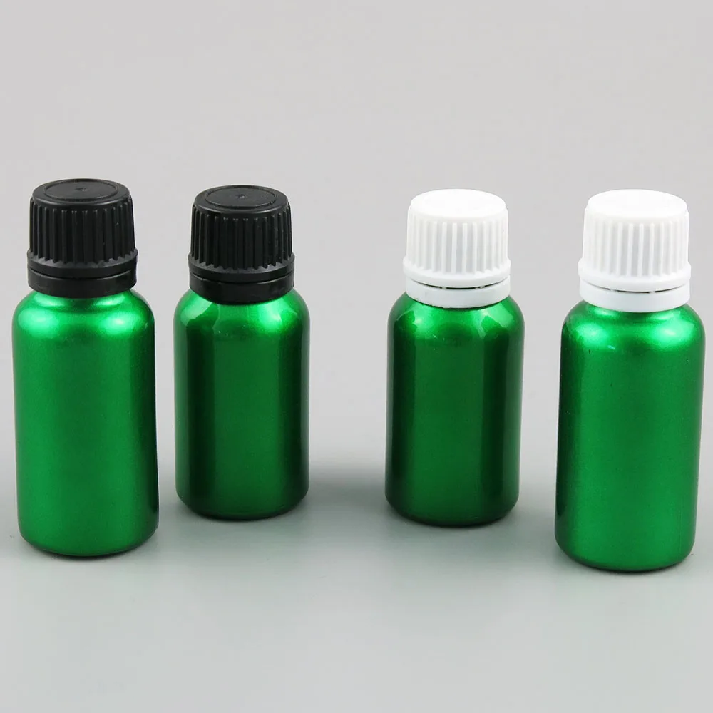 15ml 20ml 12pcs/lot  Painting Green Glass Container 1/2 Oz 2/3 Oz Essential Oil Bottle With Black Or White Plastic Cap