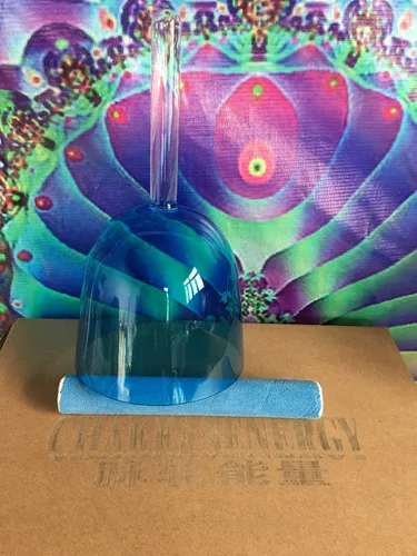 Imagen 2 del producto Cuenco tibetano de cristal con mango de color azul perfecto 4ta octava Nota A o A # tenga en cuenta u otro color
