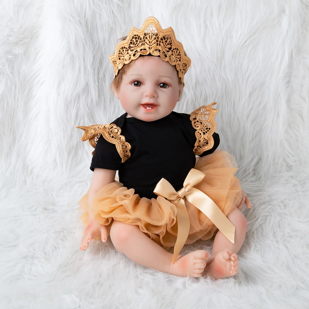 

22 inch 56CM Real Body Silicone Cute Girl Reborn Baby Doll Toy Babies Princess Dolls Bebes Reborn Bonecas Brinquedos gifts