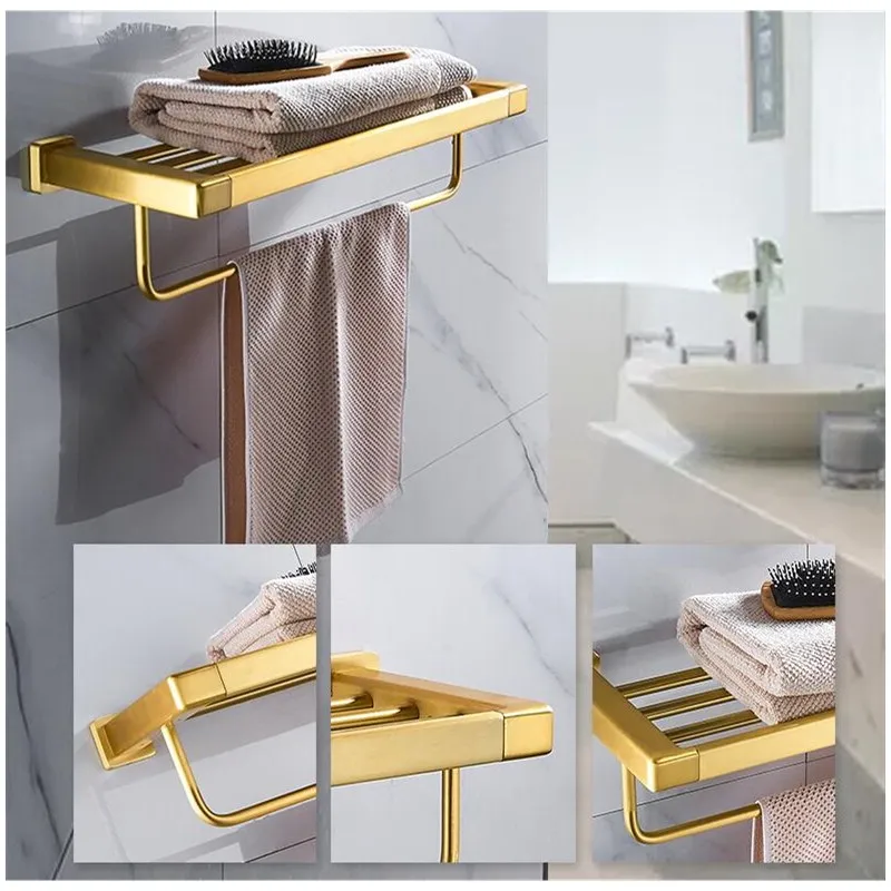 Brush Gold Bathroom Accessories Towel Rack Paper Holder,Towel Holder,Toilet Brush Bathroom Corner Shelf,bathroom Hardware set