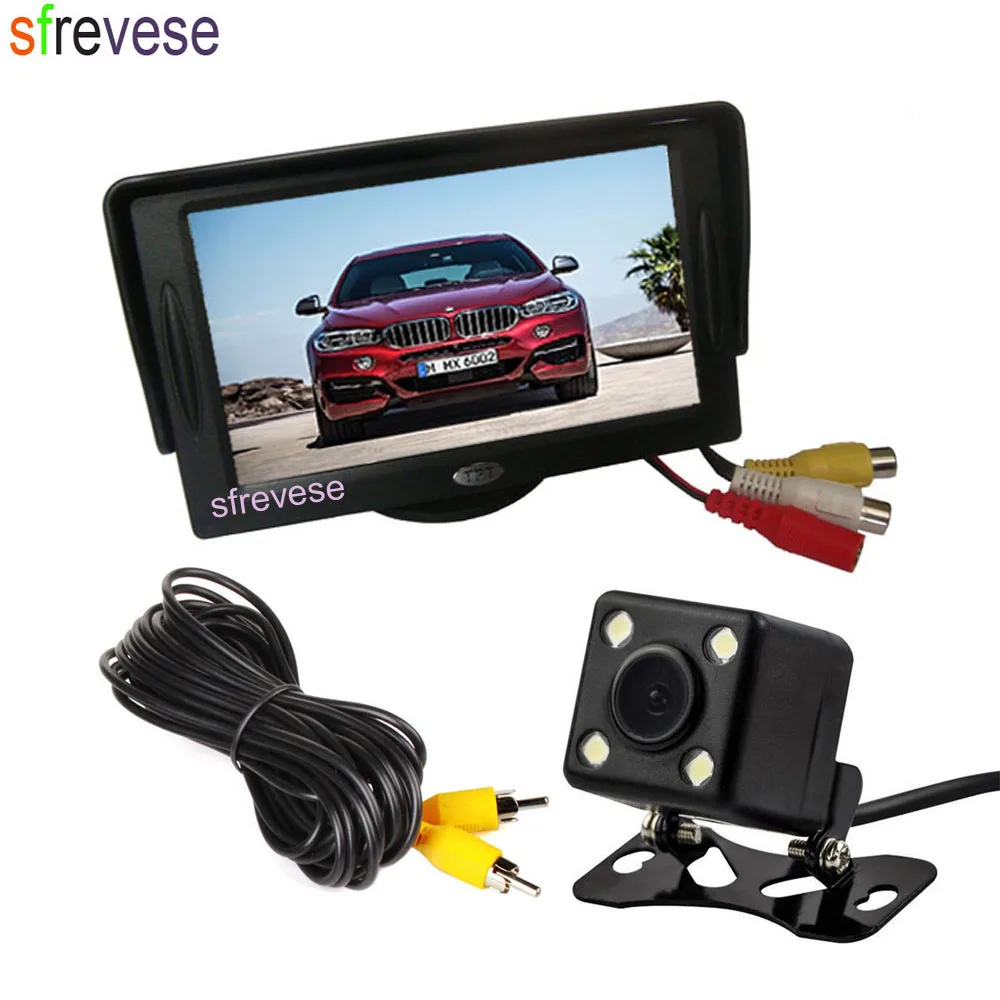 

4.3" Car LCD Monitor + 4 LED Night Vision Reverse Backup Camera 170 Degree Car Rear View Kit System Waterproof