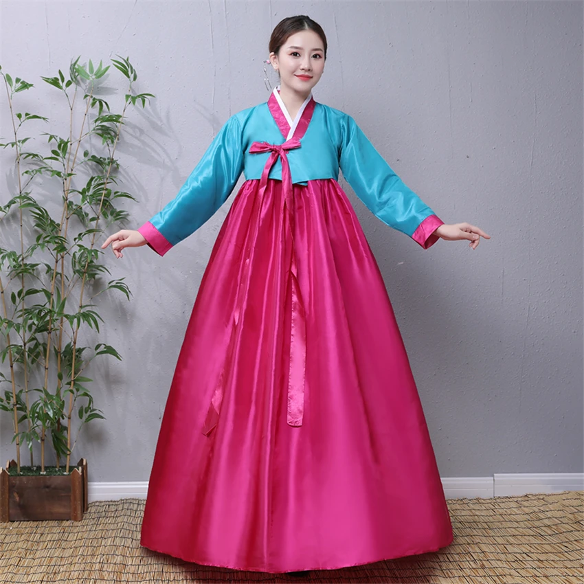 Hanbok-vestido de moda coreana para mujer, traje tradicional para actuaciones en escenario, corte, Festival, ropa asiática Vintage