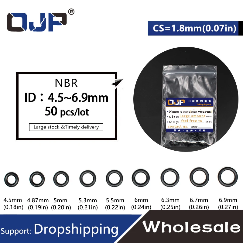 O-ring thickness 1.8/2.65mm cross section CS NBR Nitrile rubber sealing gasket rubber washer ring wholesale in specifications