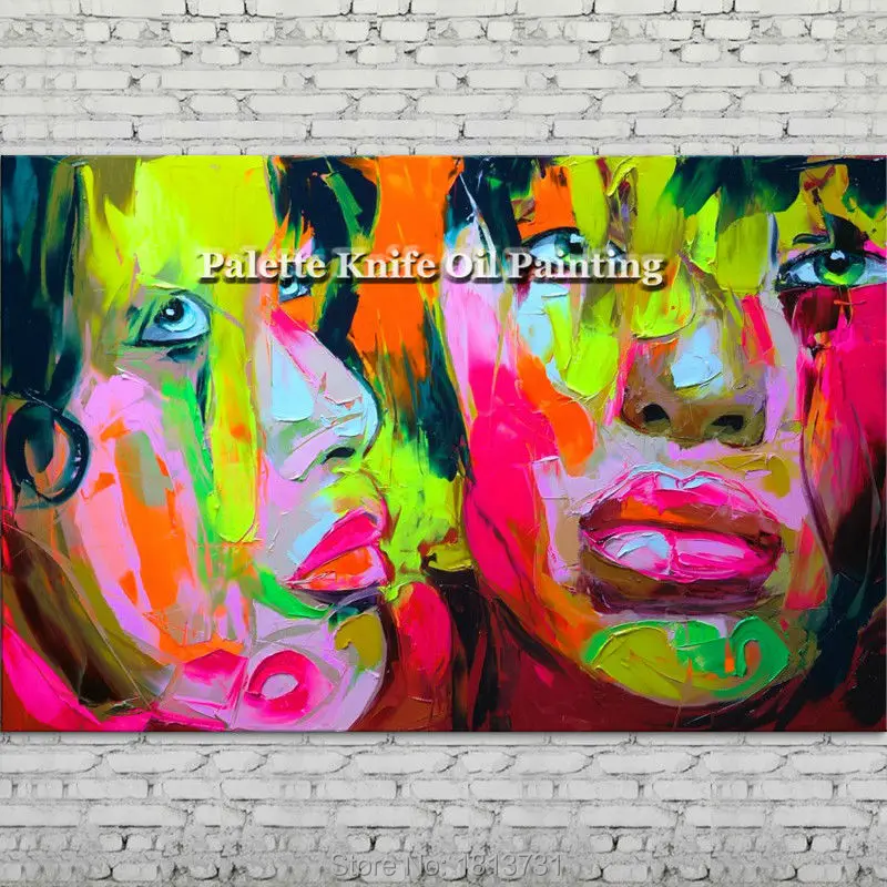 

Hand painted Francoise Nielly Palette knife portrait Face Oil painting Character figure canva wall Art picture 11-38