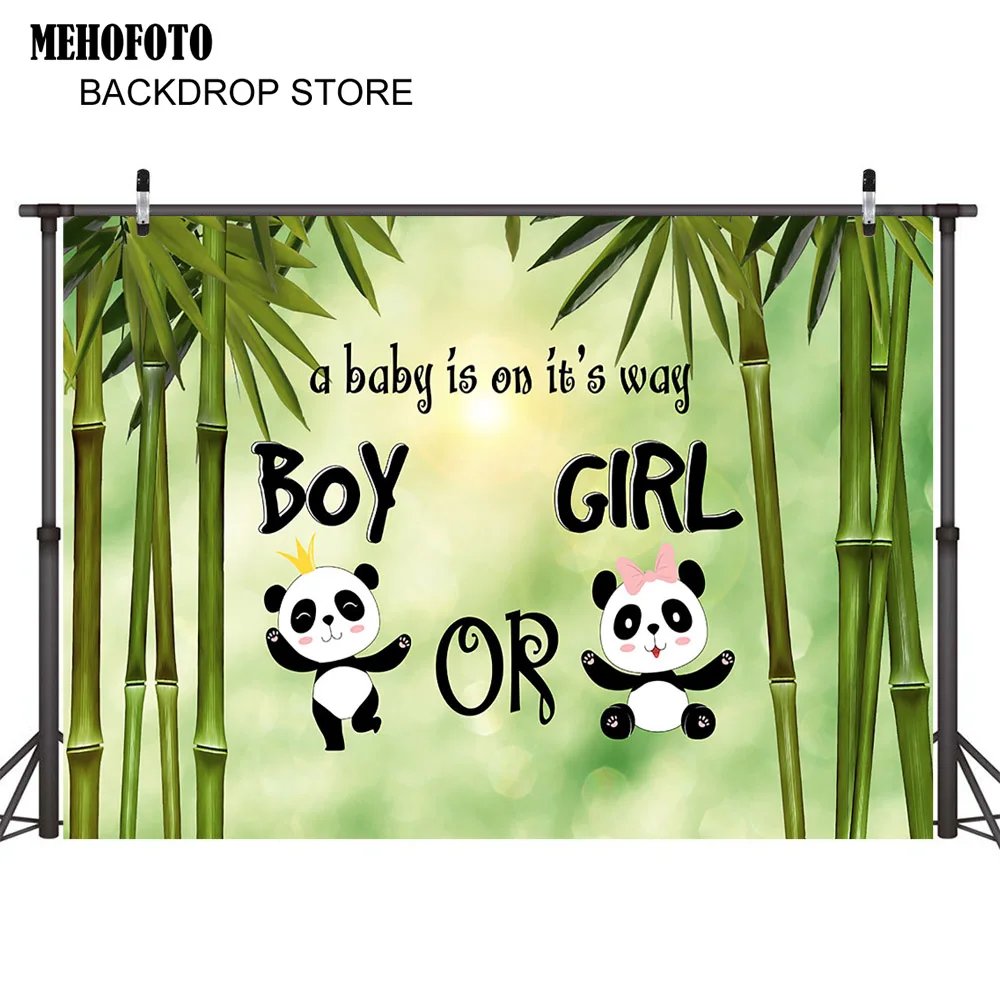 

Newborn Gender Reveal Backdrop for Photography Panda Newborn Baby Shower Background for Photo Booth Studio Party Decoration Prop