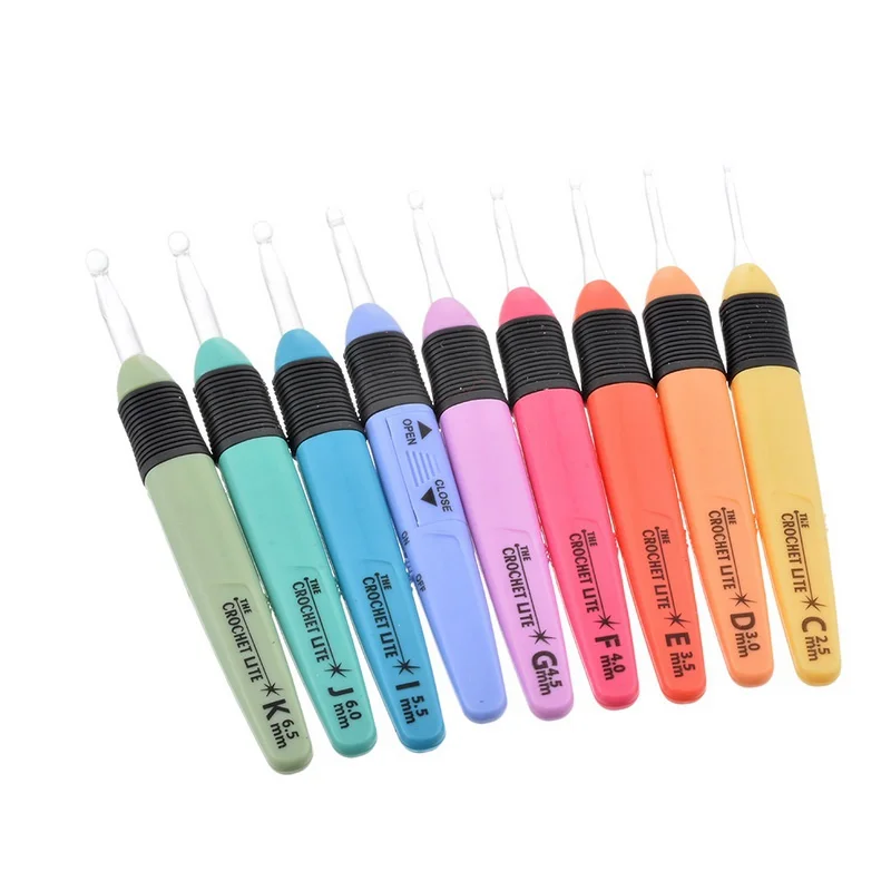Ensemble De Crochets à LED 9 En 1 - 9 Tailles Interchangeables (2,5 à 6,5 Mm), Poignée Lumineuse Rechargeable USB Pour Tricot Et Crochet