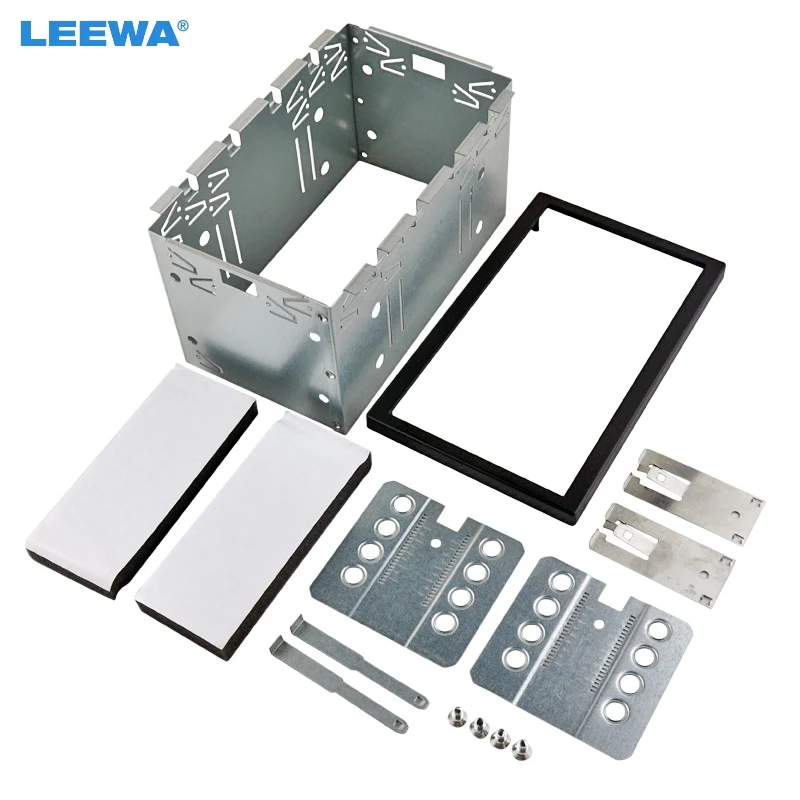 

LEEWA Universal 2Din Fascia Panel Adapter Installation Cage Fitting Kit ISO Mounting Bracket Head Unit Fixed Stable Iron Cages