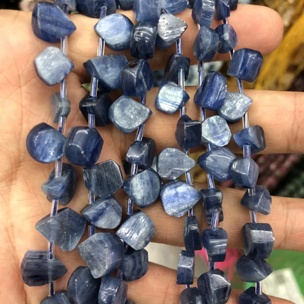 

Wholesale Natural Blue Kyanite Pear Drop Nugget Beads,Genuine Gem Jewelry Making Beads 3strings of 15.5"