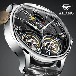 Ailang Top Luxe Merk Mannen Automatische Horloge Kwaliteit Business Waterdichte Dure Dubbele Tourbillon Mechanische Horloges Mode