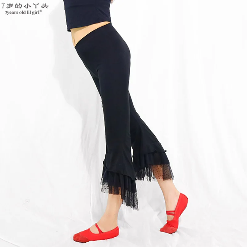 

Lycra Cotton Tight Pants With Flounced Gothic Tribal Belly Dance Hoop Steampunk Yoga CBB01 02