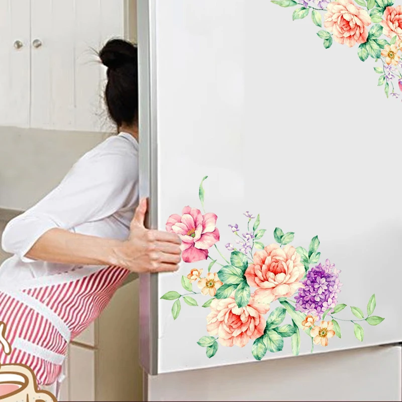 Peony Flowers Wall Stickers Home Decor Wallpaper Removable Vinyl Art Decals For Kids Living Room Toilet Fridge Decoration Poster