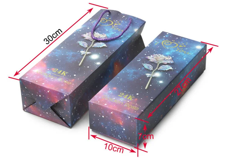 YO CHO Artificial Flowers 24k Gold Rose with Box New Year Valentine\x27s Day Gift/Present Foil Flowers Home Decor Fake Roses