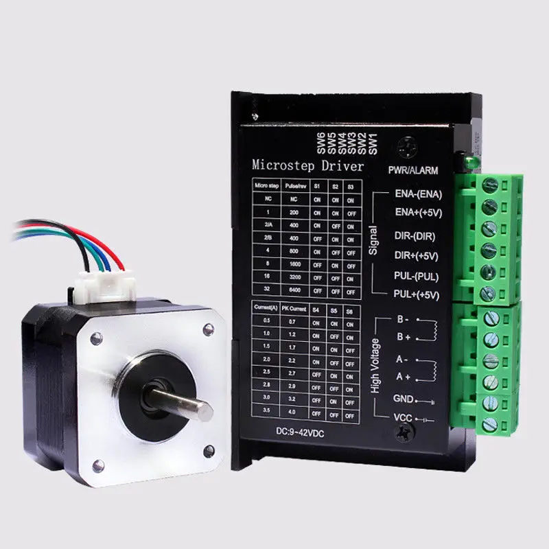 L42BYGH34 Torque 0.28N.m Bipolar Nema 17 Stepper Motor+Driver 1.7A/24V MWT