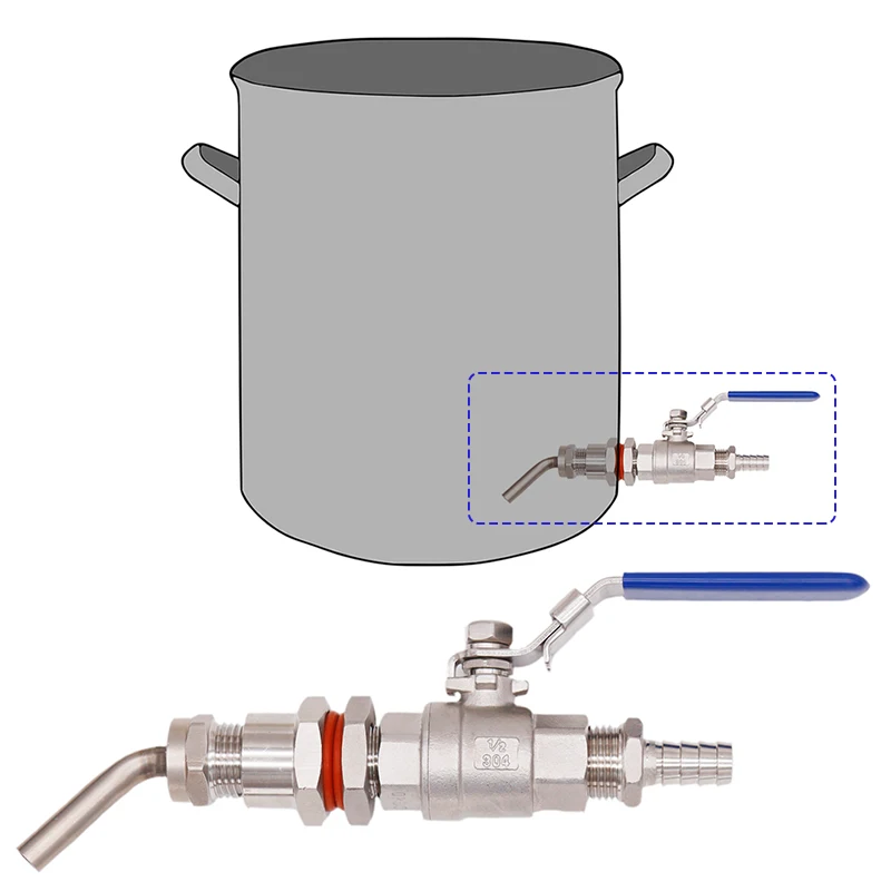 Homebrew Weldless czajnik konwersji zestaw w/ 3/8 "Dip rury piwa czajnik gotowanie części bez szwu obsługi Whirlpool ramię 2-kawałek piłka zestaw zaworu
