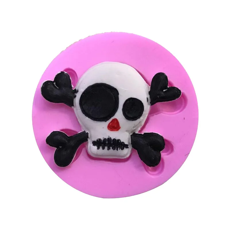 Skull Christening Mould Halloween Fondant Cake decoration Silicone Molds Cupcake Baking Tools handmade soap mold