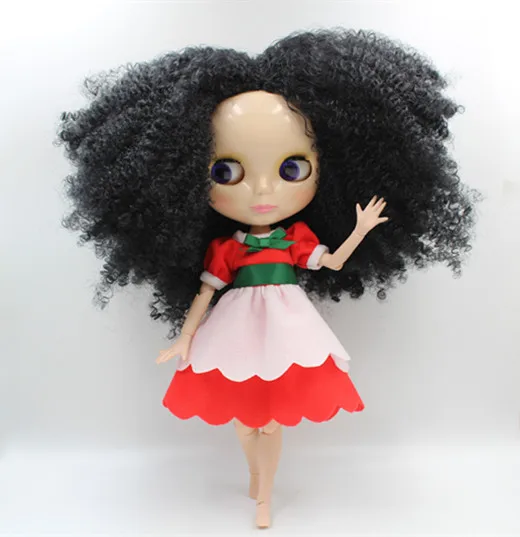 Blygirl Blyth doll Black explosion curly hair nude doll 30cm multi-joint body joints can be rotated DIY doll can change makeup