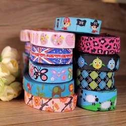 2016 New16mm Flowers Cartoon Animal 100% Polyester Jacquard Ribbon DIY Pet Collar Decorated With Children's Clothing Accessories