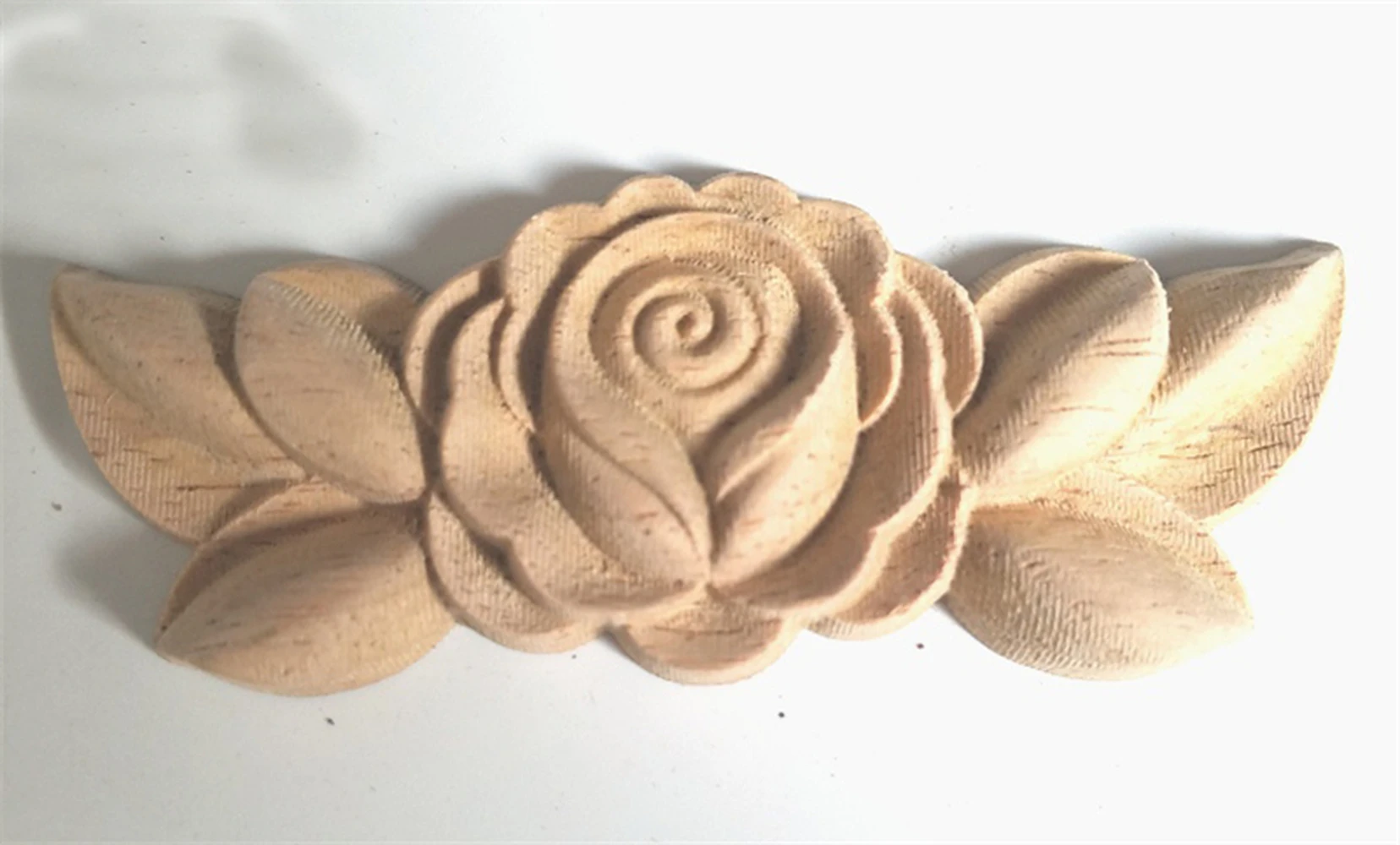1PC New Flower Wood Carving Natural Wood Appliques for Furniture Cabinet Unpainted Wooden Mouldings Decal Decorative Figurine