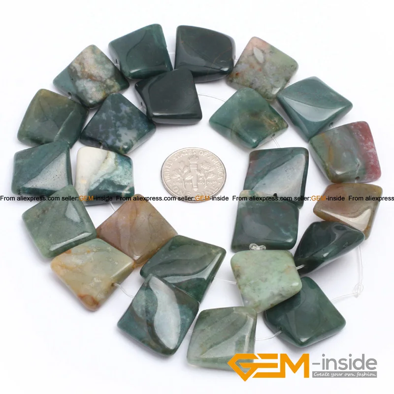 16mm Square Wave Natural Stone Beads For Jewelry Making:Rose Quartzs,Carnelian,Moss agat,Tiger Eye,Sodalite,Strand 15\