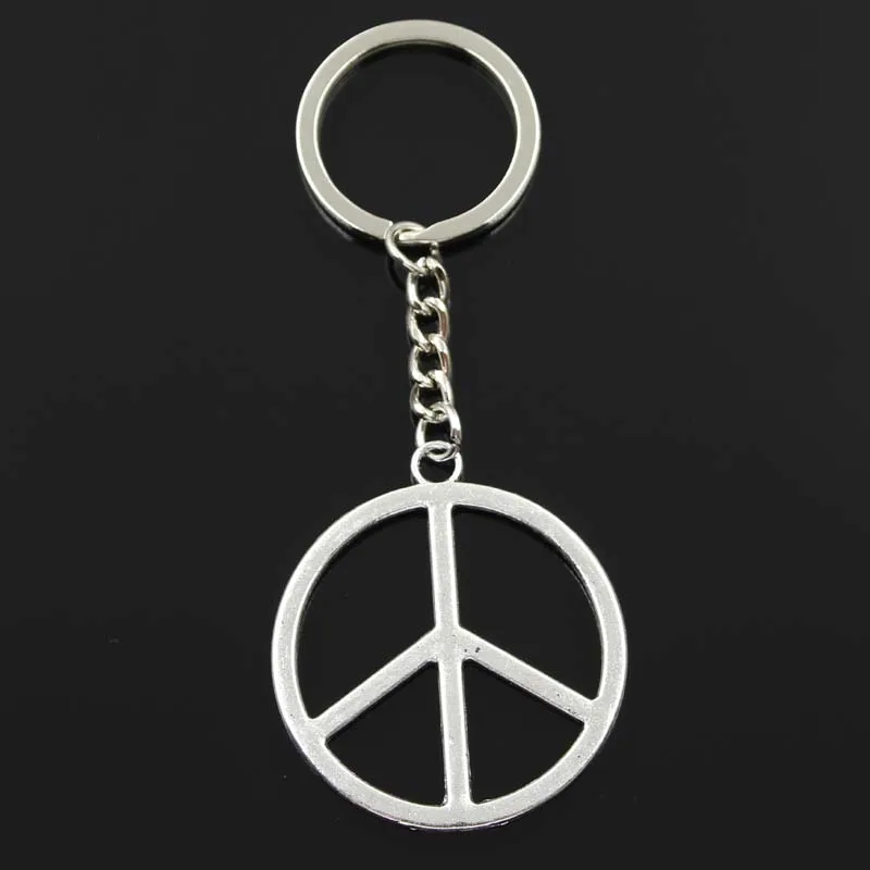 New Keychain 47x42mm Peace Symbol Pendants DIY Men Car Key Chain Ring Holder Keyring Souvenir Jewelry Gift