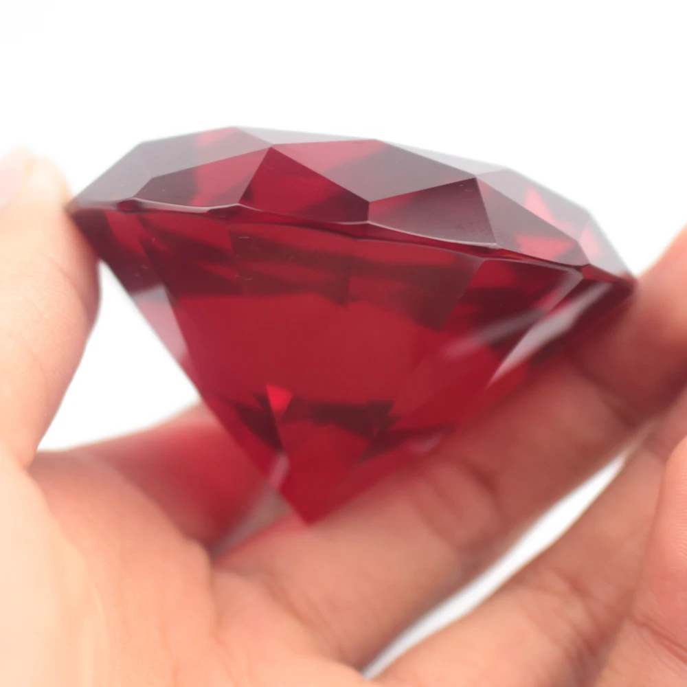 1 pcs Ruby Red Crystal Diamond Gemstone Figurines Miniatures Fengshui Home Decoration Aceessories
