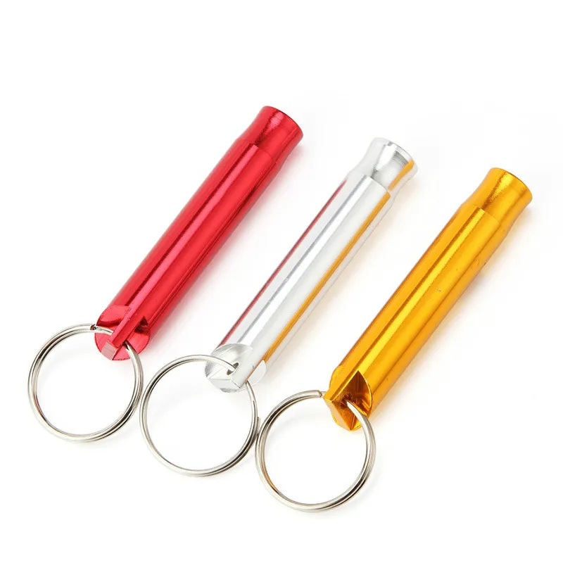 Aluminum alloy outdoor survival whistle high decibels training  keychain pocket tools tactical