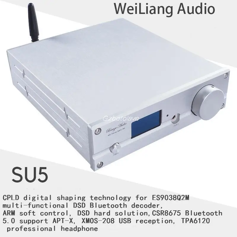 

NEW Weiliang SU5 decoder ES9038Q2M chip XMOS-208 USB Multifunction Bluetooth 5.0 TPA6120 headphone supports DSD512