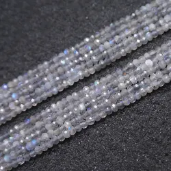 2x3/3x4mm Natural Gray Labradorite Stone Beads Rondelle Spacer Faceted DIY Loose Beads For Jewelry Making beads Accessories 15''