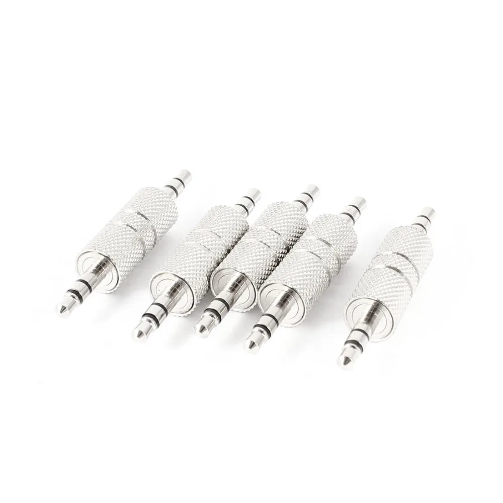 20pcs brass Stereo Audio 3.5mm Male to Male Headphone Adapter Jack Coupler Straight Connector Sliver