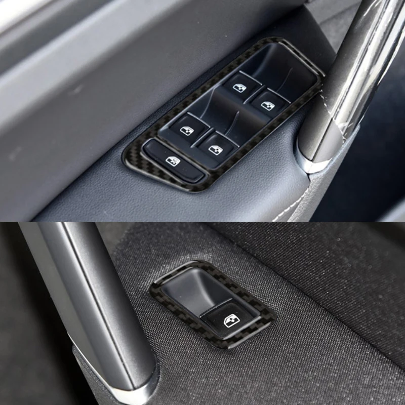 

4PCS/SET Carbon Fiber Car Door Window Lift Switch Frame Cover Sticker Trim For VW Golf 7 MK7 VII 2013 2014 2015 2016 2017