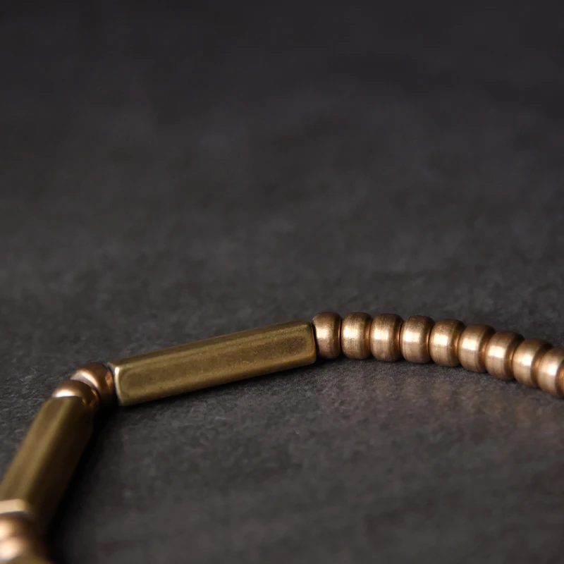 Street Punk Trendy Brass Handmade Stretch Bracelet Antique Finish Rock Style Metal Unisex Male Female Accessories
