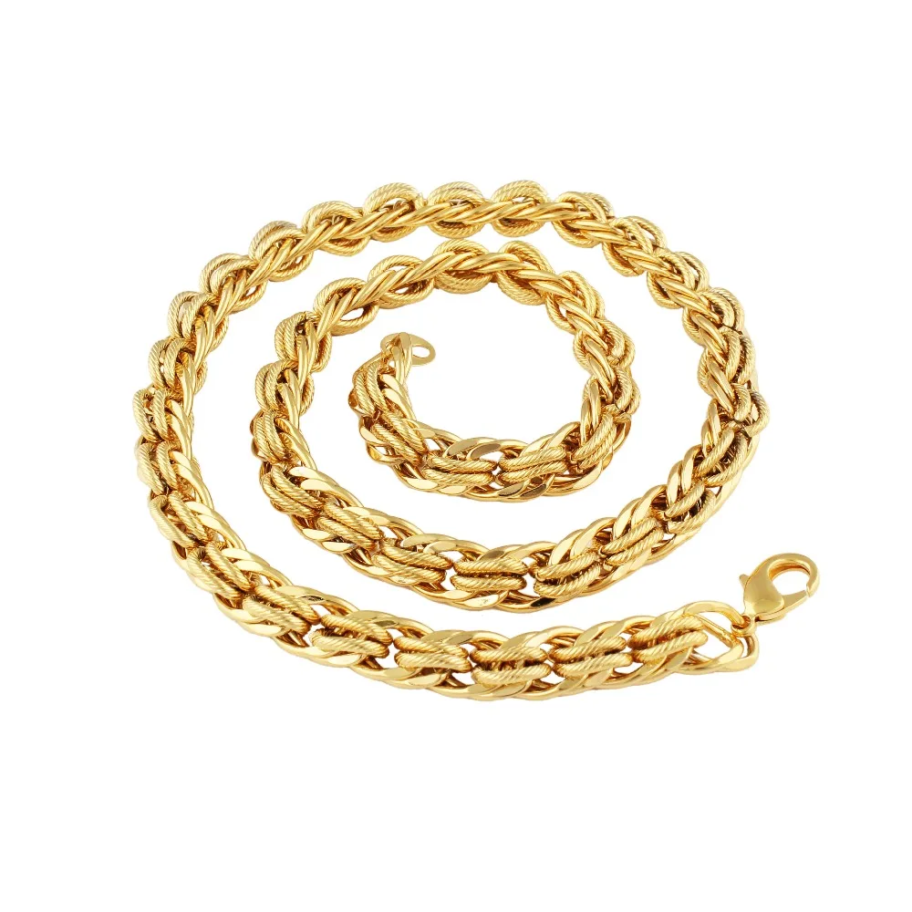 

New Trendy Chain Men Gold Color Thick&Heavy Round Link Chain Necklace For Men Jewelry Wholesale