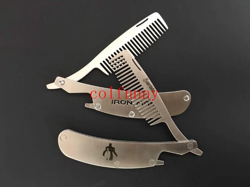 100pcs/lot Engraved Your Logo Anti Static Stainless Steel Folding Comb, Can Be Use As A Bottle Opener