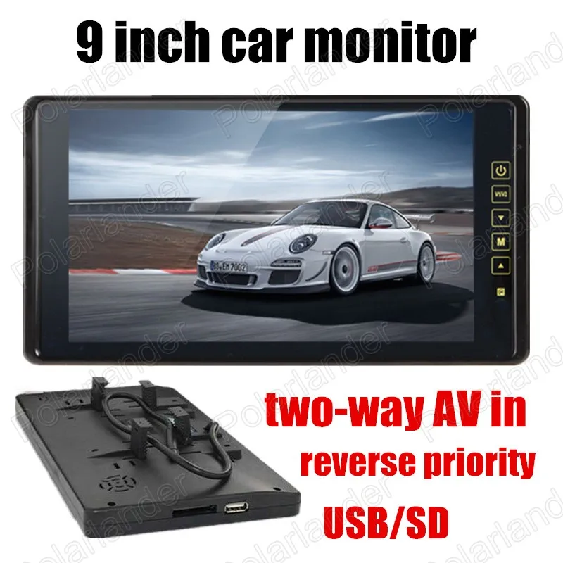 

New 9 inch TFT LCD Color HD Car Monitor Screen Support 2CH Video Input For Rear View Camera USB SD reverse priority