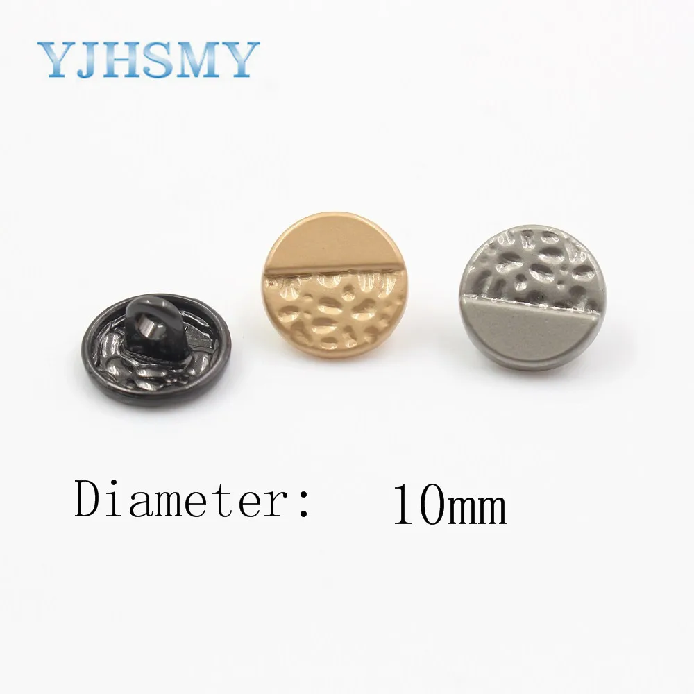 YJHSMY 10 Cái/lốc 10Mm, Vàng/Bạc/Đen Màu Kim Loại Bóng Trang Trí Nút Bấm, kèm Áo Tự Làm Vật Liệu, A-18315-6